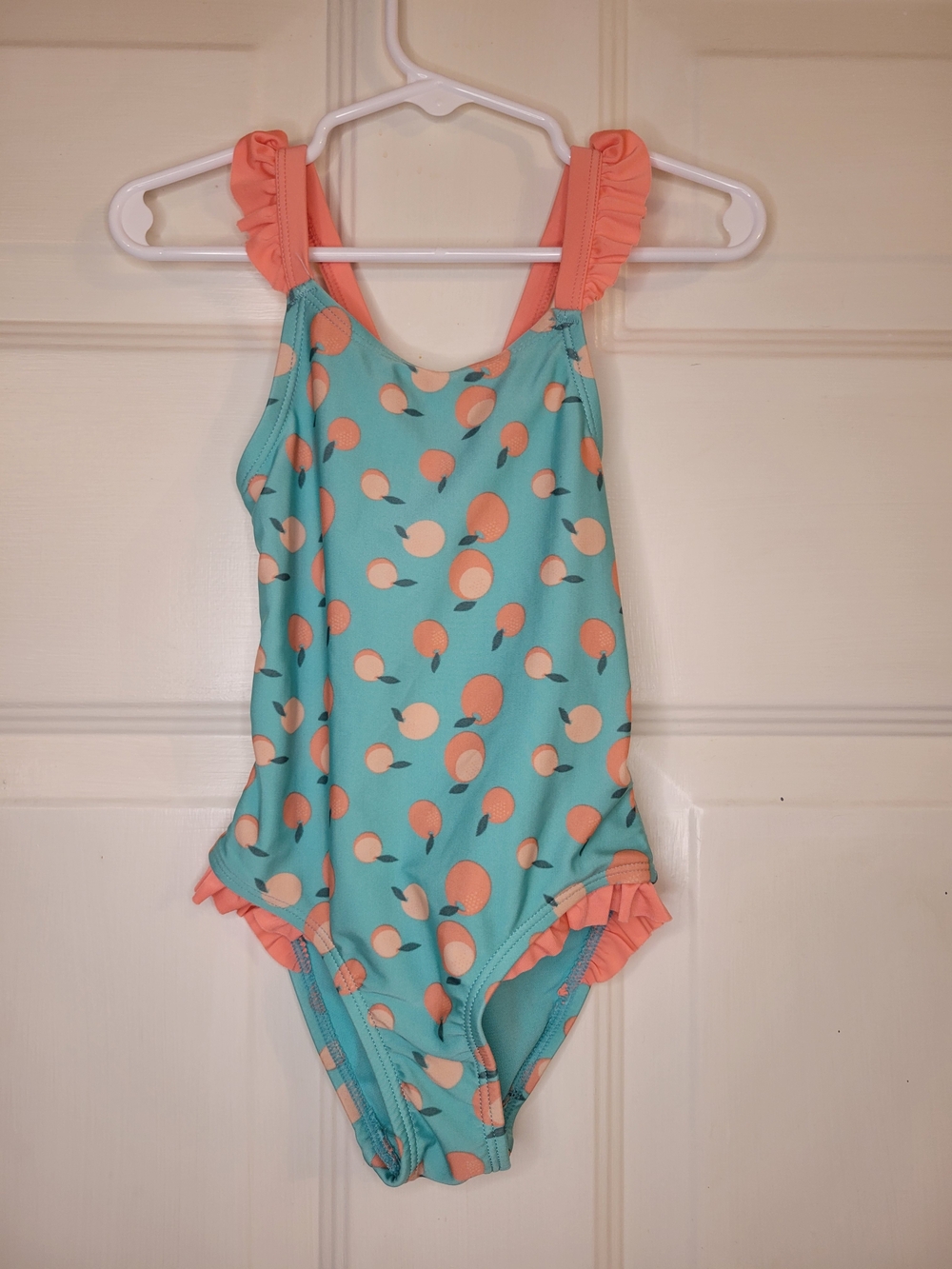 Cat & Jack Girls Aqua One-Piece Swimsuit with Coral Designs